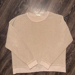 New In Ribbed Beige Long Sleeve Top